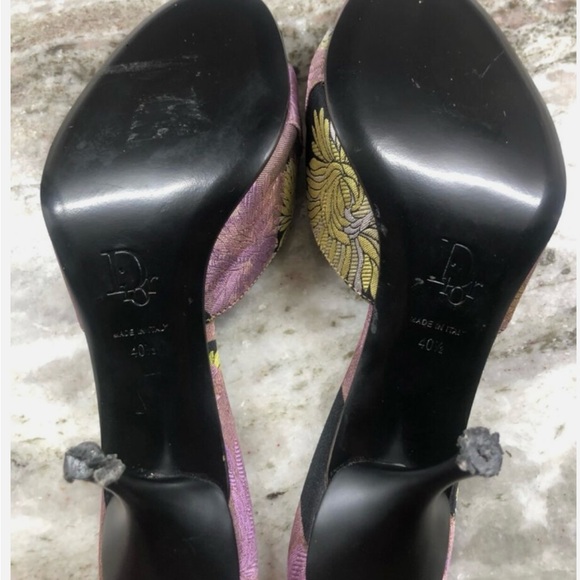 (SOLD on eBay!) Dior Purple Denim Lock & Key Sandals Kitten Heels Size 40.5 - Picture 3 of 3